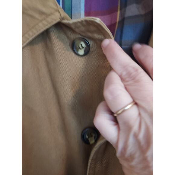 Boston Traders Size Large Men's Trench Coat Canvas Golden Full Length With Tie - Picture 6 of 9